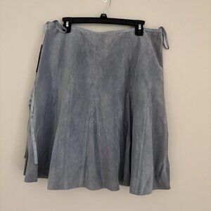 Context Women's Light blue/Grey A-line flare Suede Skirt Size 14 NWT